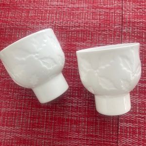 Vintage | Holiday |Translucent | Delicate White Goblets With Holly & Berries